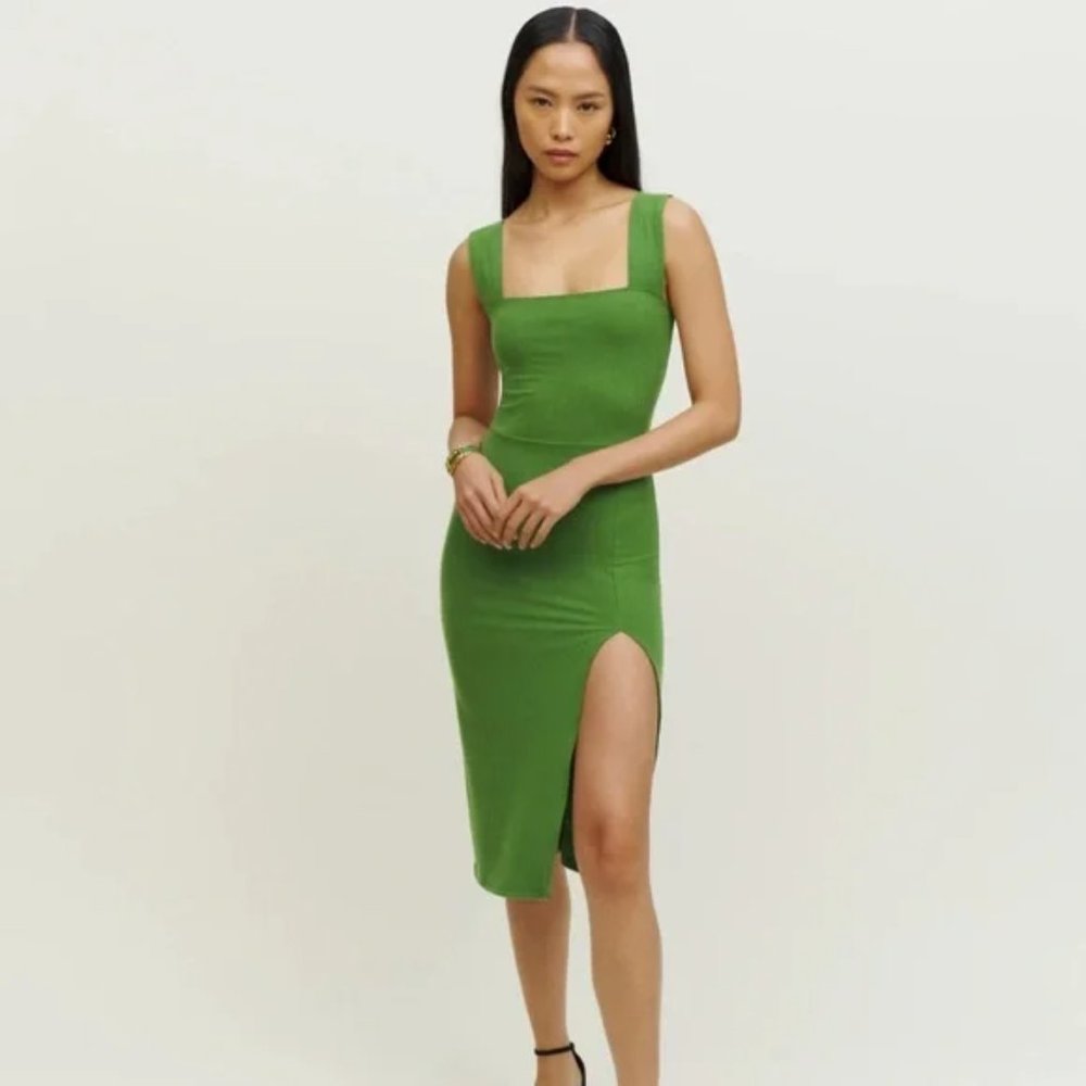 NWT Reformation Cassi Knit Dress in Palm Green - XS